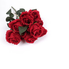 9 Heads Red Rose Bush 50cmH