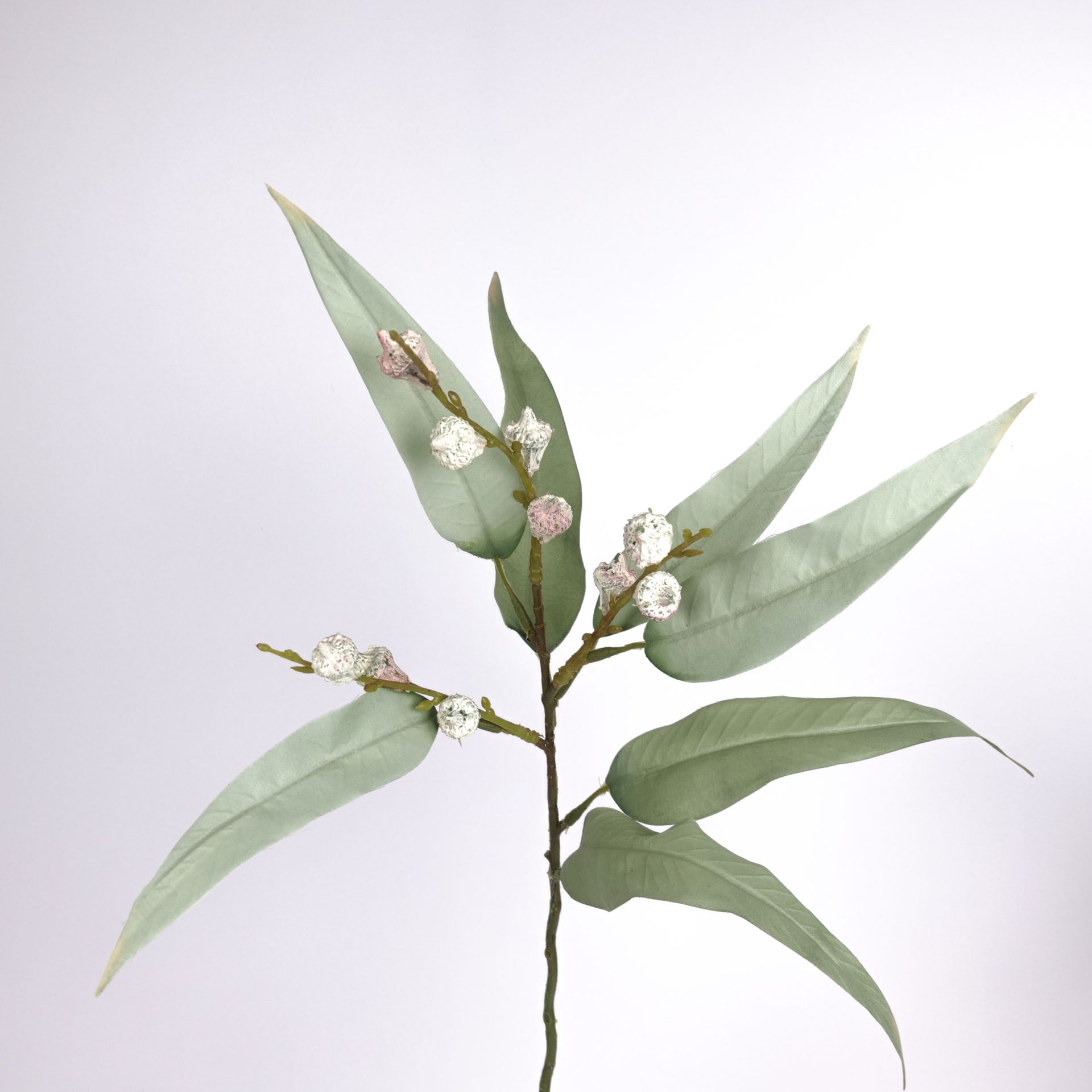 Artificial eucalyptus pod flowering stem 