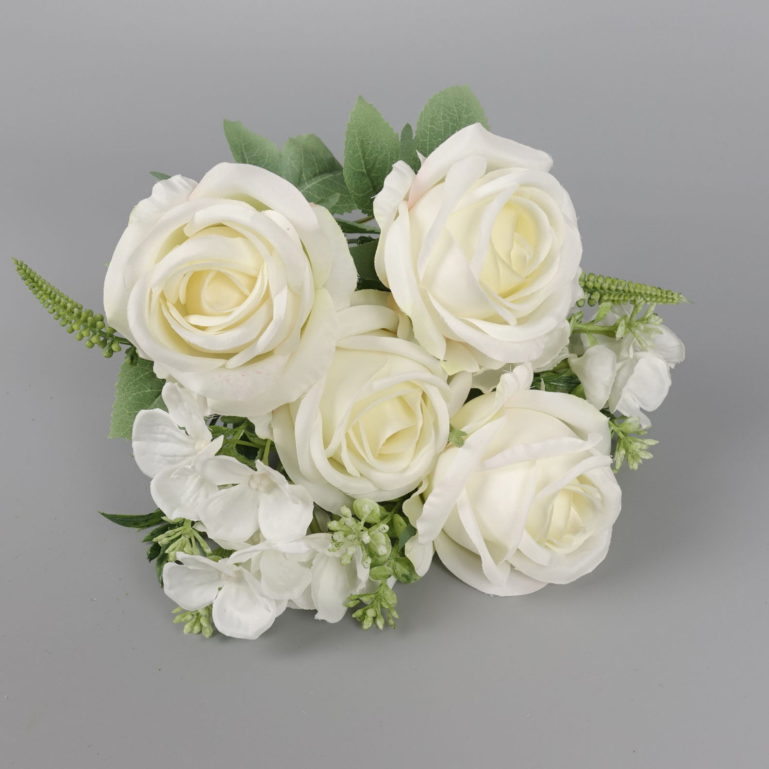 Artificial White Rose Hydrangea Bush Bouquet