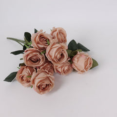 9 Heads Brown Rose Bush 50cmH