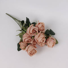 9 Heads Brown Rose Bush 50cmH