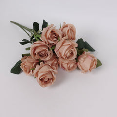 9 Heads Brown Rose Bush 50cmH