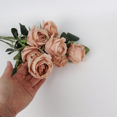 9 Heads Brown Rose Bush 50cmH