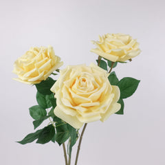 Real Touch Big Head Garden Rose Stem in Yellow