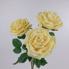 Real Touch Big Head Garden Rose Stem in Yellow