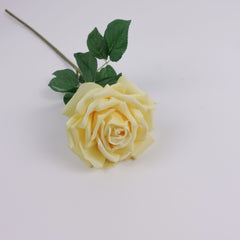 Real Touch Big Head Garden Rose Stem in Yellow