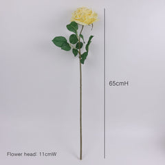 Real Touch Big Head Garden Rose Stem in Yellow