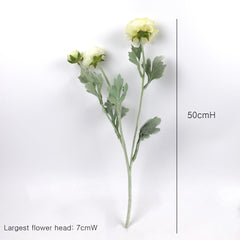 3 Head Ranunculus Stem in Yellow 50cmH