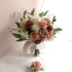 Mauve Brown Protea Rose Bouquet