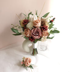 Mauve Brown Protea Rose Bouquet