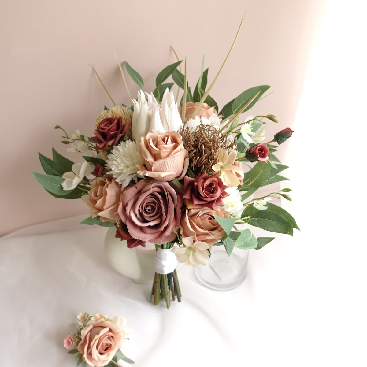 Mauve Brown Protea Rose Bouquet
