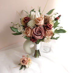 Mauve Brown Protea Rose Bouquet