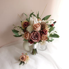 Mauve Brown Protea Rose Bouquet