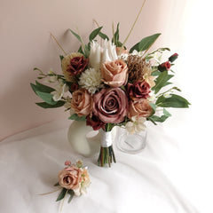 Mauve Brown Protea Rose Bouquet