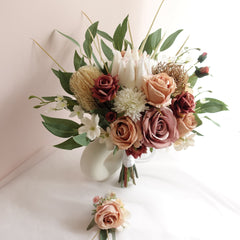 Mauve Brown Protea Rose Bouquet