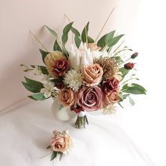 Mauve Brown Protea Rose Bouquet