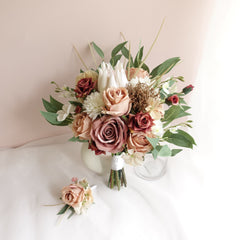 Mauve Brown Protea Rose Bouquet