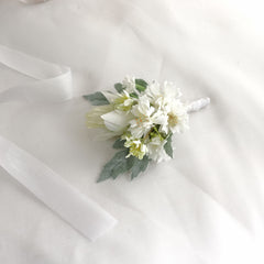 White Rose Flannel Wedding Bouquet