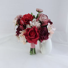 Red Mauve Bridesmaid Bouquet 28cmW