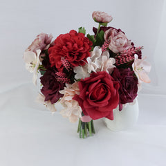 Red Mauve Bridesmaid Bouquet 28cmW