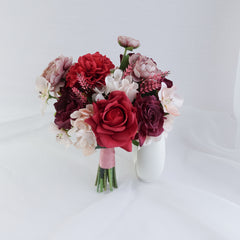 Red Mauve Bridesmaid Bouquet 28cmW