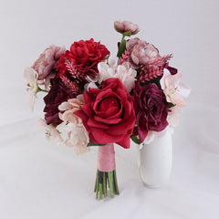Red Mauve Bridesmaid Bouquet 28cmW