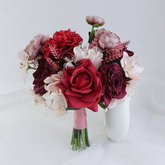 Red Mauve Bridesmaid Bouquet 28cmW