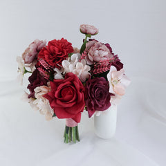 Red Mauve Bridesmaid Bouquet 28cmW
