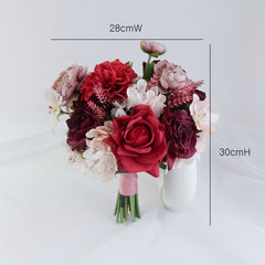 Red Mauve Bridesmaid Bouquet 28cmW