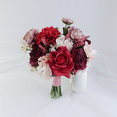 Red Mauve Bridesmaid Bouquet 28cmW