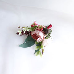Burgundy Red Blush Pink Rose Wedding Bouquet