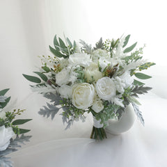 White Protea Rose Wedding Bouquet
