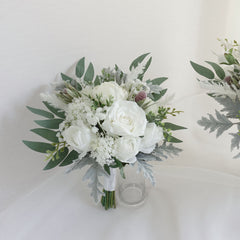 White Protea Rose Wedding Bouquet