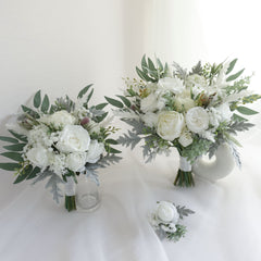 White Protea Rose Wedding Bouquet