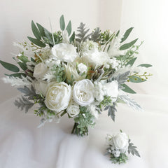 White Protea Rose Wedding Bouquet