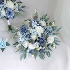Blue White Rose Wedding Bouquet