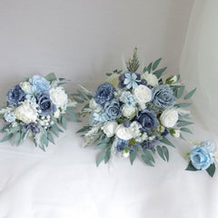 Blue White Rose Wedding Bouquet