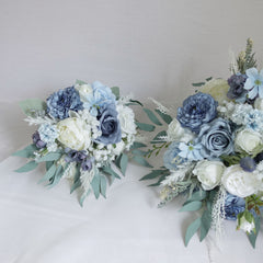 Blue White Rose Wedding Bouquet