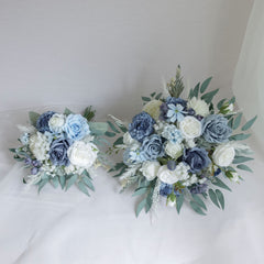 Blue White Rose Wedding Bouquet