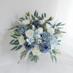 Blue White Rose Wedding Bouquet