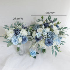 Blue White Rose Wedding Bouquet