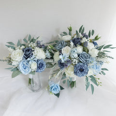 Blue White Rose Wedding Bouquet
