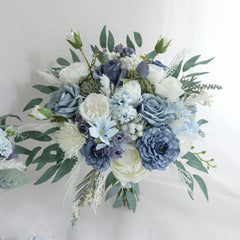 Blue White Rose Wedding Bouquet