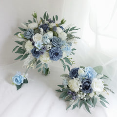 Blue White Rose Wedding Bouquet