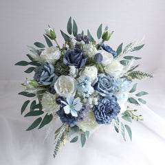 Blue White Rose Wedding Bouquet