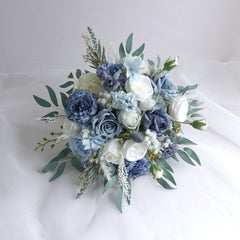 Blue White Rose Wedding Bouquet