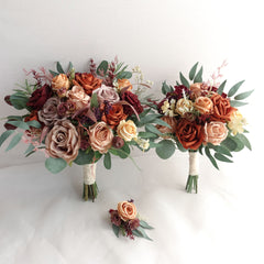 Rust Burgundy Mauve Dusty Pink Rose Wedding Bouquet