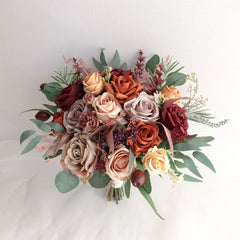 Rust Burgundy Mauve Dusty Pink Rose Wedding Bouquet