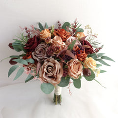 Rust Burgundy Mauve Dusty Pink Rose Wedding Bouquet