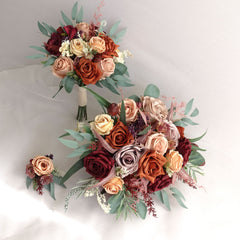 Rust Burgundy Mauve Dusty Pink Rose Wedding Bouquet